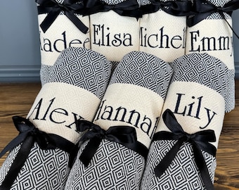 Personalized Turkish Cotton Beach Towel, Embroidered Name, Wedding Favor