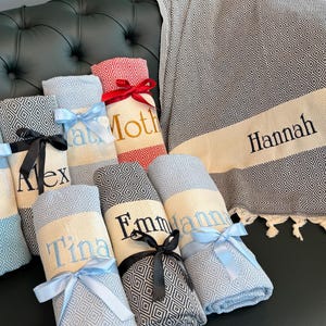 Bridal Shower Gift, Custom Wedding Towel, Bachelorette Party Favor, Bridesmaid Personalized Towel, Turkish Beach Blanket, Gift Idea