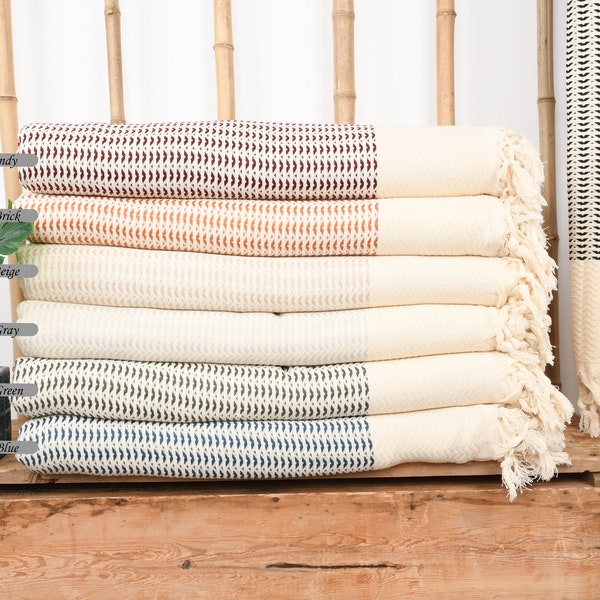 Woven Throw Blanket, Personalized Blanket, Diamond Throw, Cotton Bedspread, 75"x89" Cotton Throw, Thanksgiving Tablecloth,