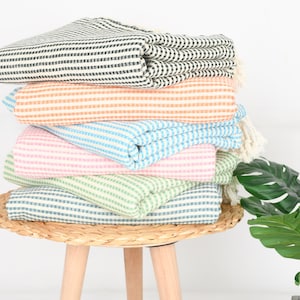 Handmade Turkish Cotton Striped Bath Towel, Personalized Gift (40x70 in.) image 6