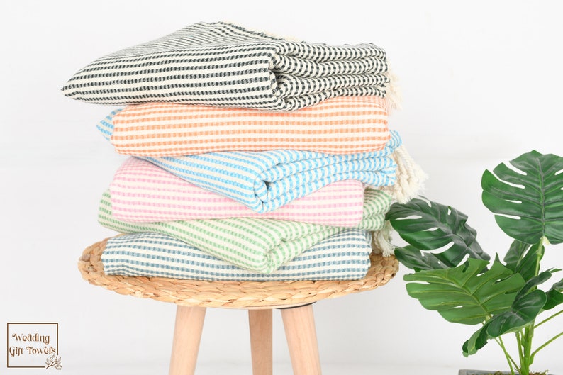 Handmade Turkish Cotton Striped Bath Towel, Personalized Gift (40x70 in.) image 6