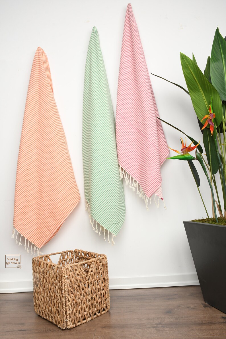 Handmade Turkish Cotton Striped Bath Towel, Personalized Gift (40x70 in.) image 7