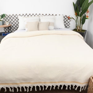 Handmade Turkish Cotton Throw Blanket, Striped Couch Cover, Personalized Gift
