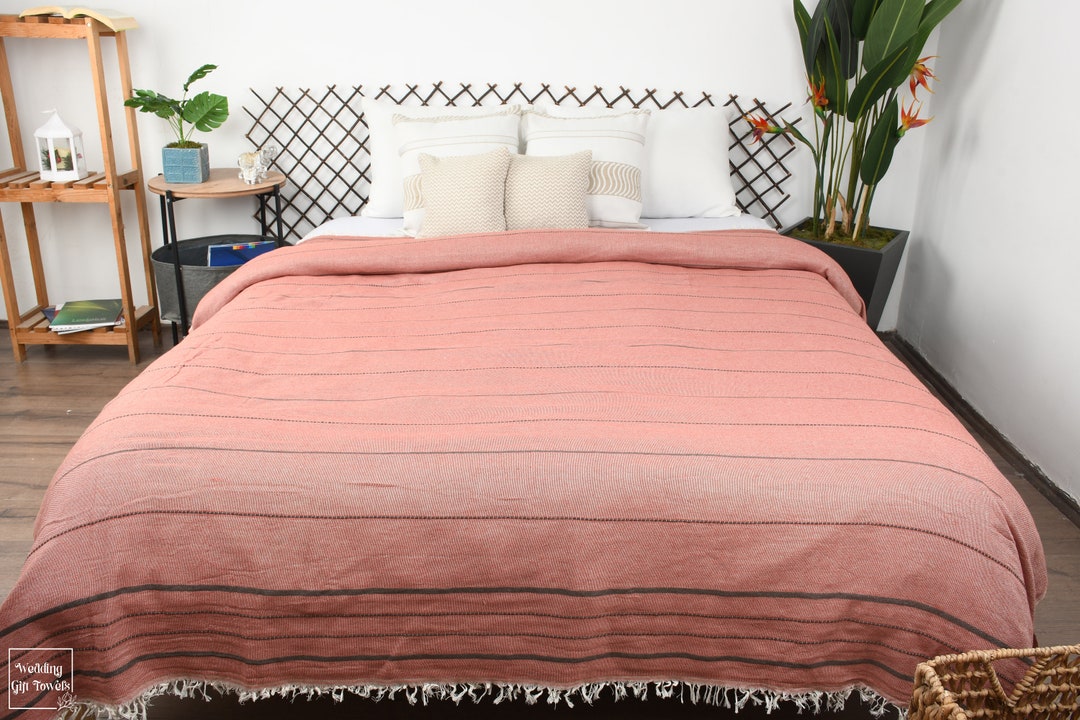 Boho Throw Blankets, Beach Blanket, Monogram Blanket, 79x99 Cotton