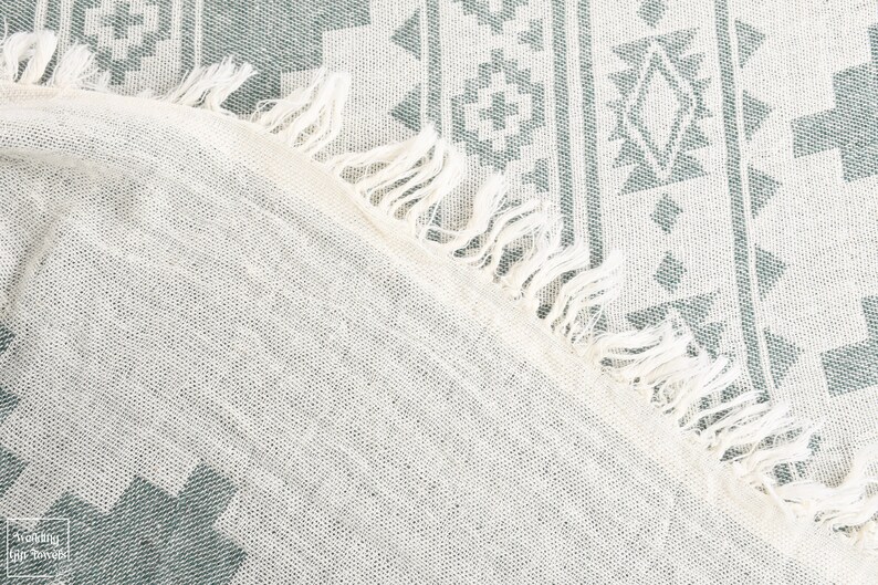 Manta de algodón turca personalizada: manta kilim bordada, regalo para despedida de soltera (142 x 213 cm) imagen 6