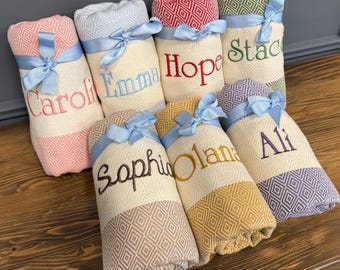 Personalized Turkish Beach Towel, Bridesmaid gifts, Bachelorette Party Favors, Wedding Gift