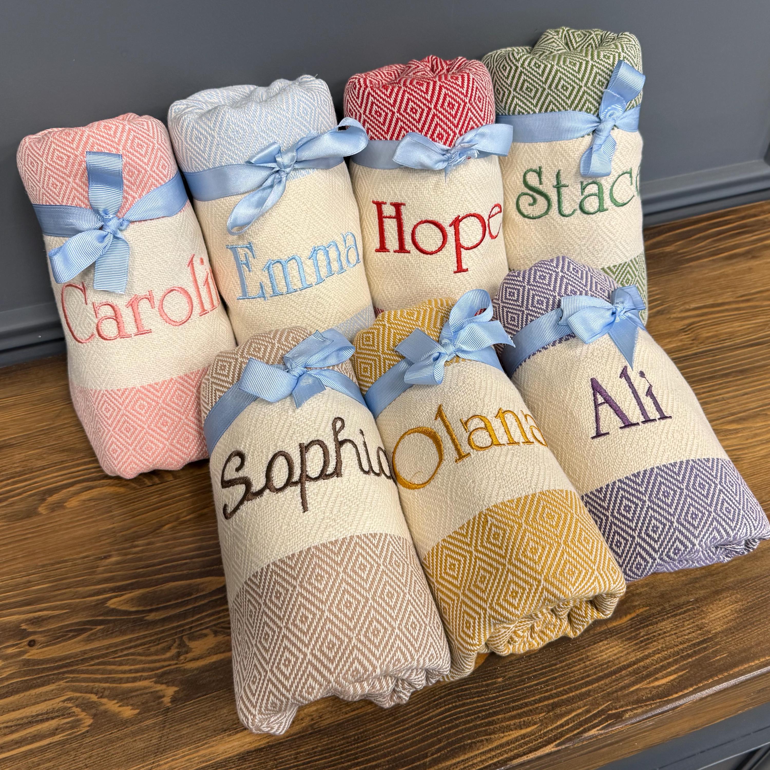Personalized Turkish Beach Towel, Bridesmaid gifts, Bachelorette Party Favors, Wedding Gift