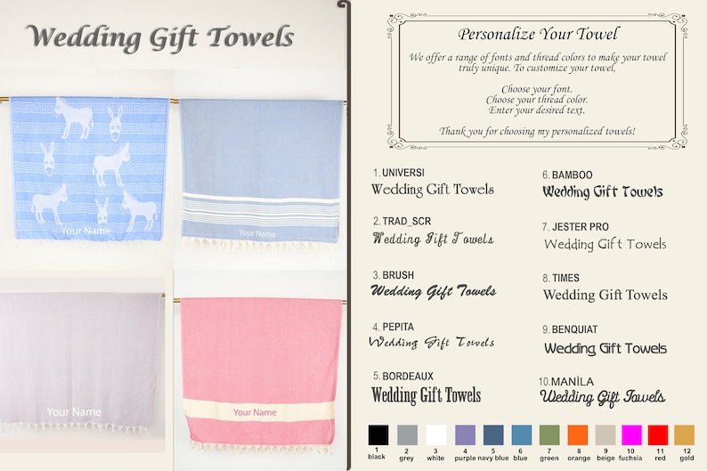 Personalized Turkish Cotton Beach Towel: Striped Bachelorette Gift image 9