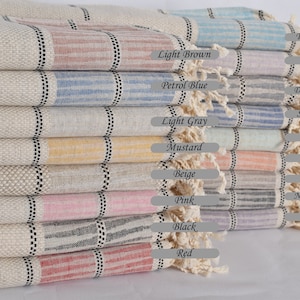 Striped Turkish Cotton Towel: Handwoven Linen Tea Towel (20&quot;x40&quot;)