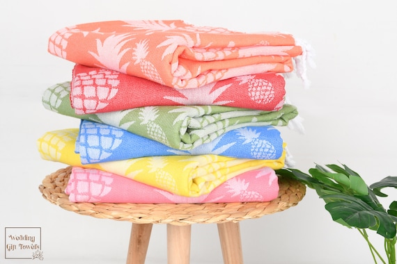 Pineapple Turkish Cotton Beach Towel: Bachelorette Party Gift (36x70)