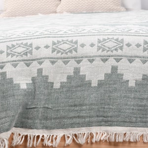 Manta de algodón turca personalizada: manta kilim bordada, regalo para despedida de soltera (142 x 213 cm) imagen 7
