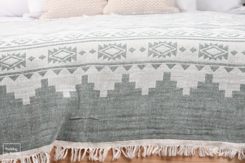 Manta de algodón turca personalizada: manta kilim bordada, regalo para despedida de soltera (142 x 213 cm) imagen 7
