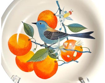 Hallmark Geninne’s Art Bird Citrus Serving Bowl | Geninne Zlatkis Gold Crown Ceramic Pasta Bowl | Bluebird Orange Fruit Bowl