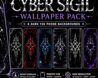 Pacchetto di sfondi Cyber Sigil, sfondi per cellulari dark Y2K Goth (download digitale)