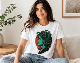 T-shirt Medusa Gorgon, T-shirt Griekse mythologie slang, cadeau kunstliefhebber