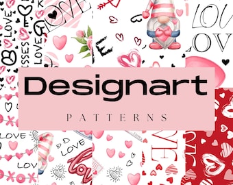 Valentines Digital Paper Pack: Elegant Heart Patterns (Digital Download)