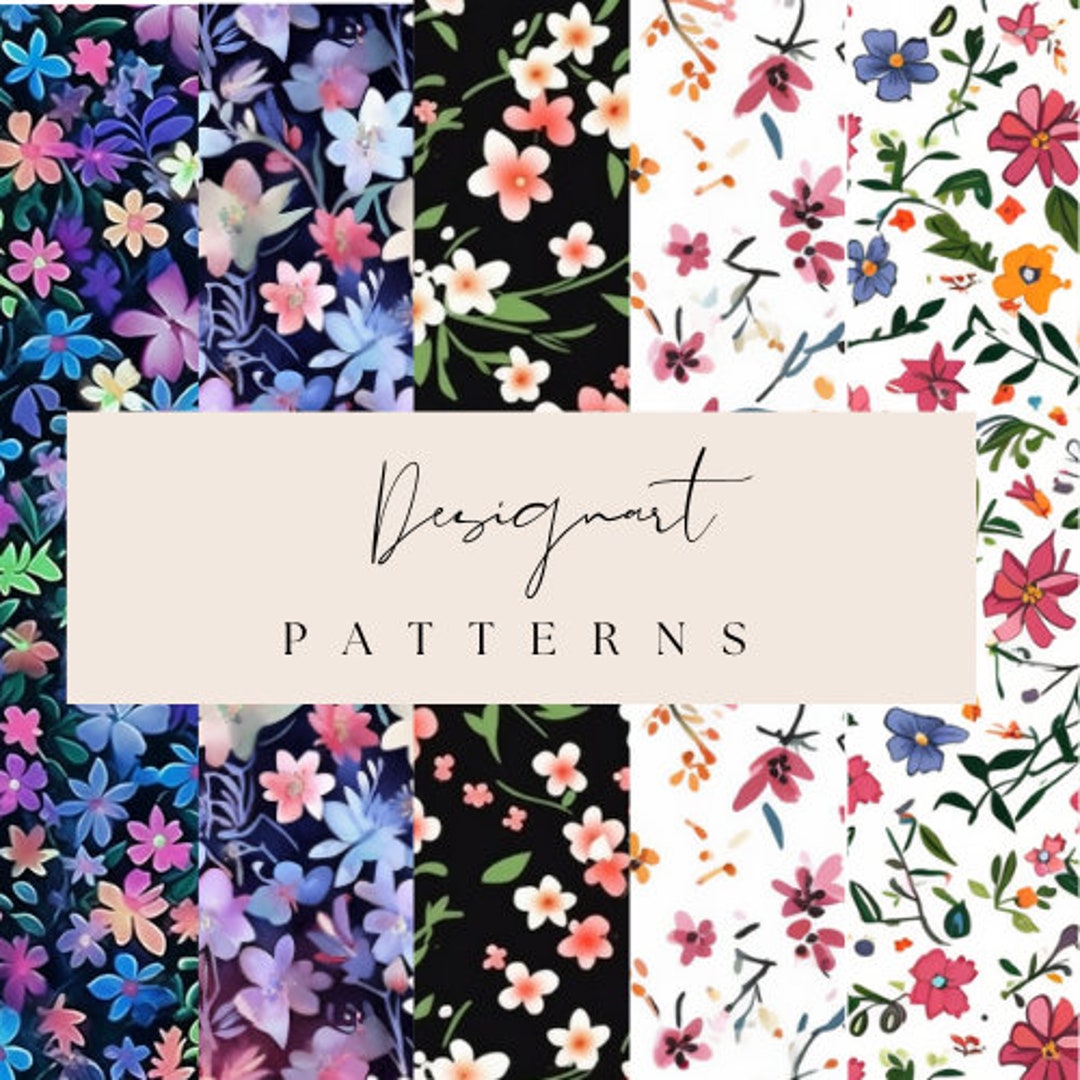 Pink Floral Digital Paper: Seamless Ditsy Flower Patterns (digital ...