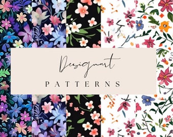Pink Floral Digital Paper: Seamless Ditsy Flower Patterns (Digital Download)