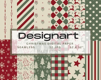 Christmas Digital Paper Pack: Elegant Holiday Patterns (Digital Download)