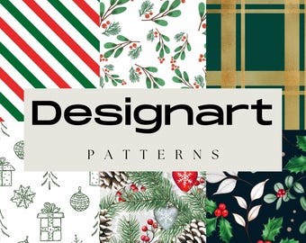 Elegant Christmas Digital Paper Pack: Holiday Scrapbook Patterns (Digital Download)