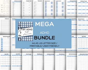 ADHD Life Planner Mega Bundle, Productivity Printable (Digital Download)