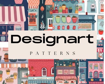 Watercolor Cityscape Digital Paper | Boutique Storefronts (Commercial Use)