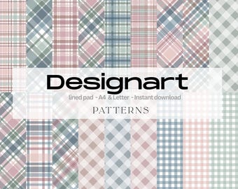 Watercolor Earth Tones Digital Paper: Boho Plaid & Gingham (Digital Download)