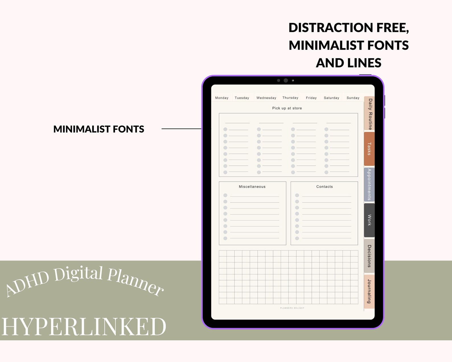 2025 2026 2027 Undated ADHD Digital Planner, iPad Planner, Goodnotes ...