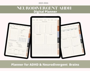 2025 2026 2027 Undated ADHD Digital Planner, iPad Planner, Goodnotes Planner, Daily Weekly Planner, Notability Hyperlinked Planner