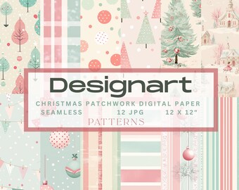 Christmas Pastel (no seamless) Digital Paper Pack | 12 JPEG Holiday Backgrounds | Cozy Christmas Scrapbook Papers