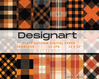 Halloween Plaid Digital Paper – Seamless Tartan Patterns (Instant Download)