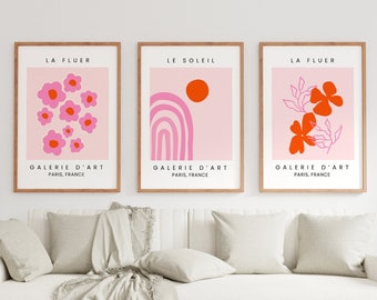 Pink Exhibition Poster Set: Trendy Dorm Wall Art (Digital Download)