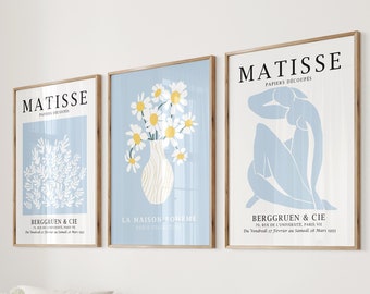 Pastel Blue Matisse Print Set: Gallery Wall Art (Digital Download)