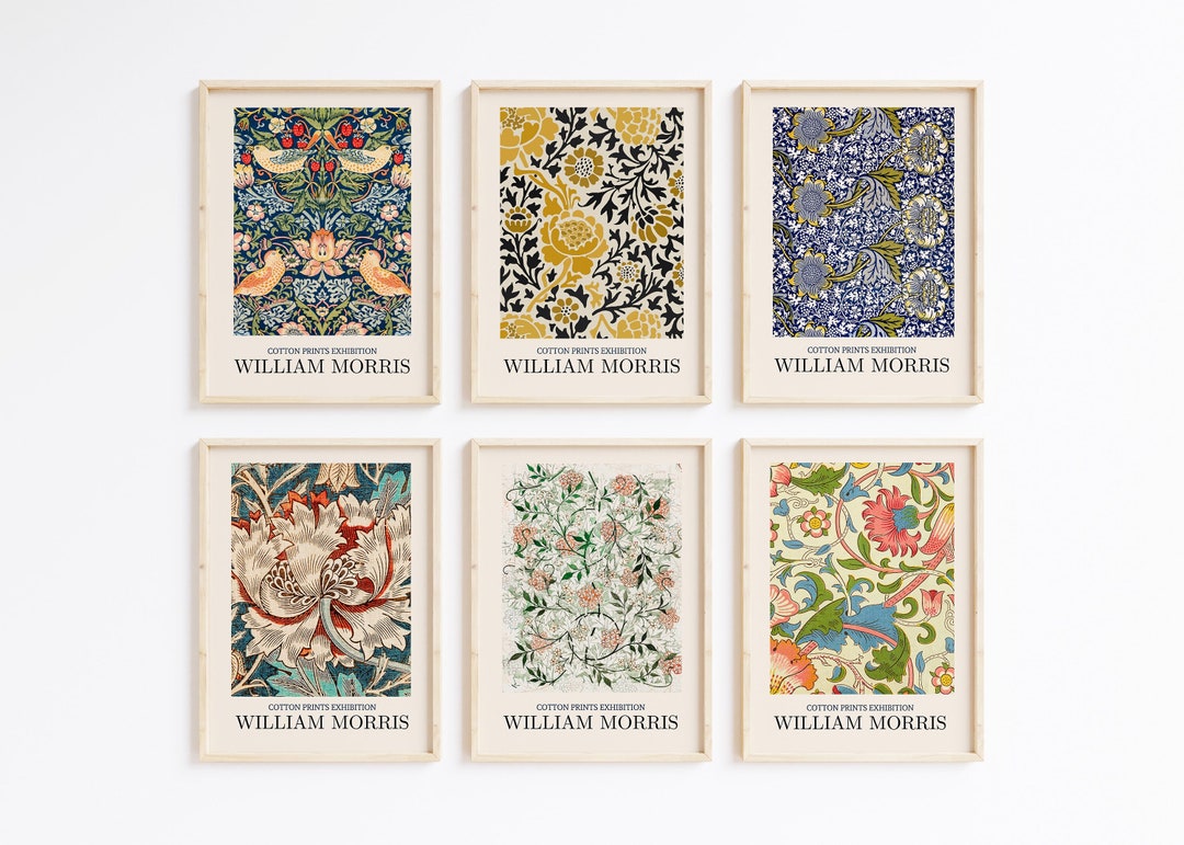Set of 6 William Morris Wall Art, Exhibition Print Set, William Morris ...