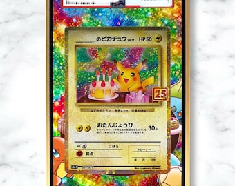 Birthday Pikachu Custom Pokémon Graded Card Display Case