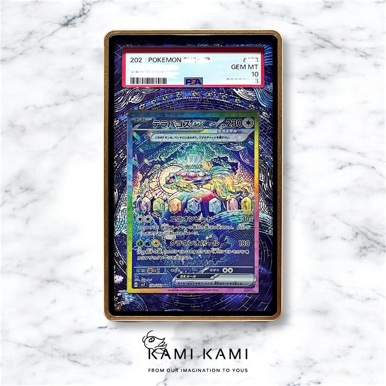 May include: A graded Pokemon trading card featuring a holographic image of the Pokemon Terrakion-EX. The card is in a protective case with a Gem Mint 10 rating.