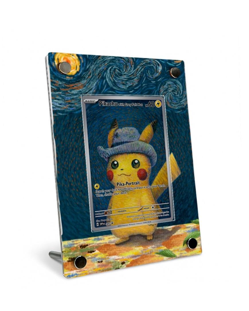 ゴッホピカチュウ 2ケース ピカチュウ・ヴァン・ゴッホ風カスタムポケモンカードディスプレイ