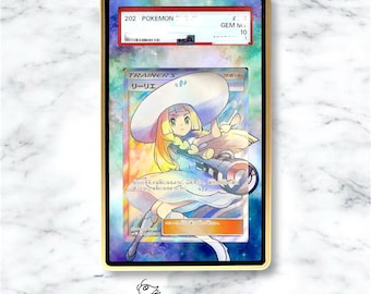 Lillie Full Art White Hat Custom Pokémon Card Graded Display Case na potrzeby PSA/BGS