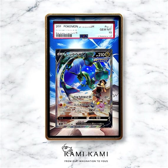rayquaza graded card M Ex 76/108 PSA Slab Extended Art Aluminum Case Pokemon Gra PukaSlab Card Number / Rarity Rayquaza V Alternate Art Custom
