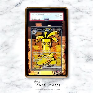 Puede incluir: Una carta de comercio de Pokemon clasificada con SurfGoro, un Pokemon amarillo y dorado con una expresi&oacute;n amenazante. La carta est&aacute; encerrada en una caja de pl&aacute;stico protectora con una calificaci&oacute;n PSA Gem Mint 10.