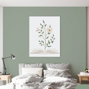 Wall Art Printable Decor Book Inspired Downloadable Flower Art Cute Instant Download Wall Decor Book Art Minimalist Floral Accents