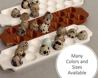 Custom Coturnix Quail Egg Tray with Handles | Farmhouse 3D-Printed Egg Holder l Fresh Egg Storage Refrigerator l Made in USA