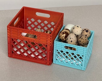 Mini Crates with Flexible Quail Egg Trays l Modern Fresh Egg Storage | Stackable Organizer l Made in USA
