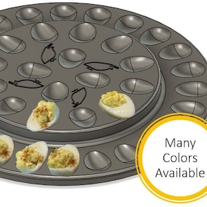 Bandejas circulares personalizadas para huevos rellenos de codorniz / Disponibles en tres tamaños / Soporte para huevos impreso en 3D de estilo rústico