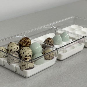 Custom Coturnix Quail Egg Tray System | Stackable Farmhouse 3D-Printed Egg Holder | Fresh Egg Storage Refrigerator | Made in USA