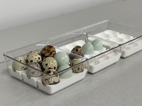 Custom Coturnix Quail Egg Tray System | Stackable Farmhouse 3D-Printed Egg Holder | Fresh Egg Storage Refrigerator | Made in USA