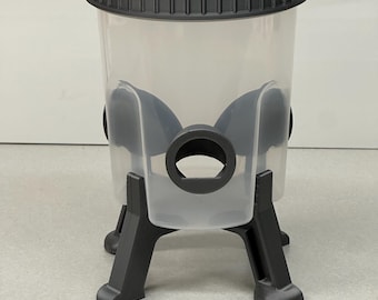 Quail Feeder Container with 3-Ports and optional Stand | Ports are 3D Printed | Made in USA