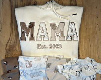 MAMA/PAPA keepsake sweater embroidered with baby clothes, personalizable, souvenir, gift, applique, sustainable, ecological