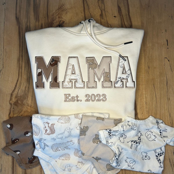 MAMA/PAPA keepsake sweater embroidered with baby clothes, personalizable, souvenir, gift, applique, sustainable, ecological