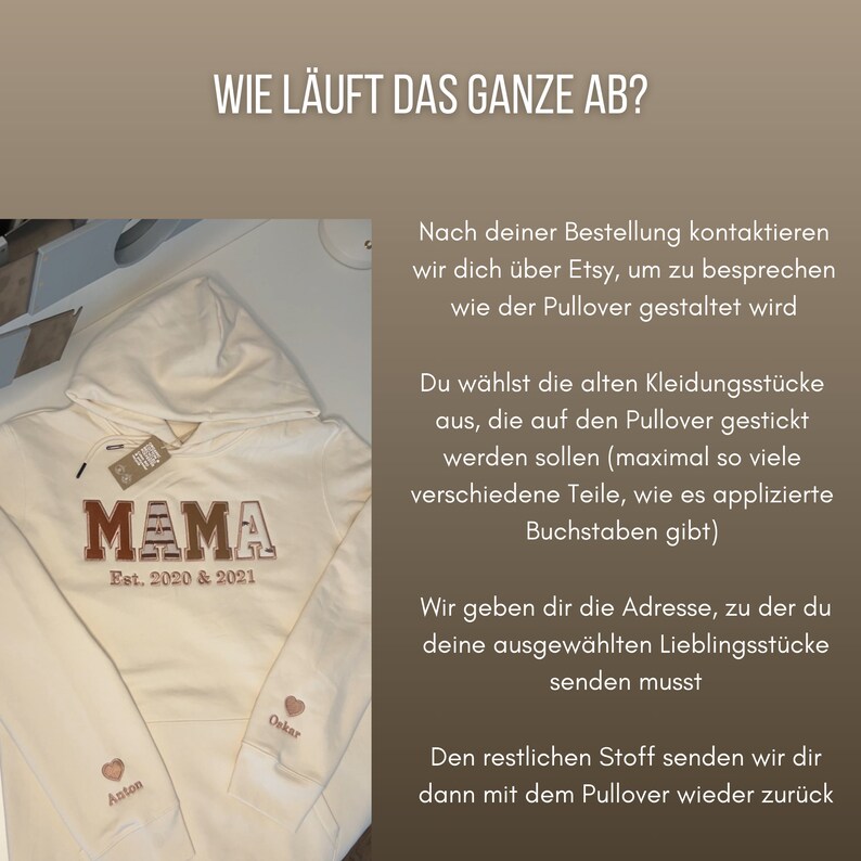 Baby Keepsake-Pullover bestickt mit Kleidungsstücken, personalisierbar, Andenken, Geschenk, Applikation, nachhaltig, ökologisch Bild 3